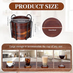 8 Pcs Mug Tree Wooden Coasters Set, Cup Holder 6 Hooks Counter - Image 3