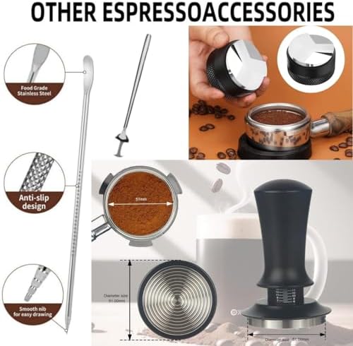 10PCS Espresso Accessories Kit 54mm Coffee Tamper Set with frothing pitcher - Image 6