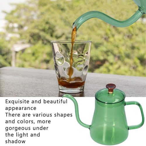 Gooseneck Kettle, Glass Teapot Long Coffee High Borosilicate Spout Glass Coffee Pot Pour over Kettle for Home (Green 350ML) - Image 4