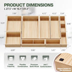 9-Pack Solid Wood Junk Drawer Organizer, Modular Desk Drawer Tray & Accessories with Non-Slip Pad, Multi-Use for Kitchen, Office, Bedroom Dresser, Utensil, Makeup, Stationery, Tea Bags & Coffee Pod - Image 4