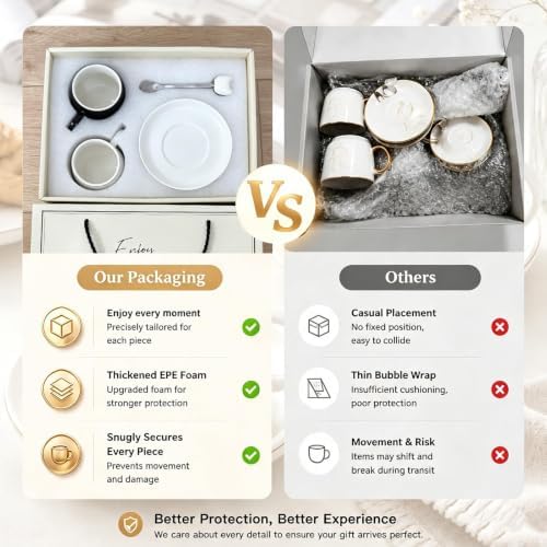 6 oz Ceramic Espresso Cups Set of 2 with Saucers Cat Coffee Cup Set with Gold Rim and Gift Box for Espresso Cappuccino and Coffee Black and White - Image 4