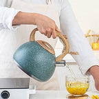 HEAGER Ceramic teapot, Stove Top Kettle, Whistling Kettle, Tea Infuser,Tea Pot, Stainless Steel Whistling Tea Kettle Stovetops Food Grade Teapot with Heat-Proof Handle - Image 3