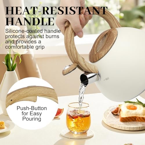 MARSKITOP Tea Kettle Stovetop, Loud Whistling Teapot, 2.6 Quart Cream White - Image 5