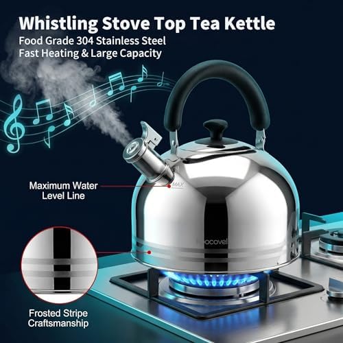 6.3QT Whistling Tea Kettle for Stove Top, 304 Stainless Steel Tea Kettles - Image 3