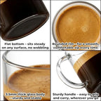 Aquach 12oz Glass Mugs Set of 4, Clear Borosilicate Cups with Handle - Image 5