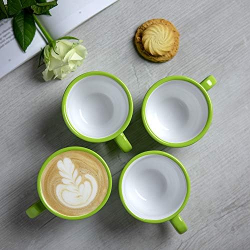 City to Cottage Handmade Lime Green and White Polka Dot Ceramic 8.4oz/250ml | Cappuccino, Coffee, Tea Cup and Saucer, Unique Designer Pottery Gift for Tea Lovers - Image 5