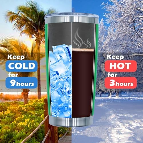 20oz Tumbler with Lid Stainless Steel Tumblers Insulated Mug Green 6P - Image 4