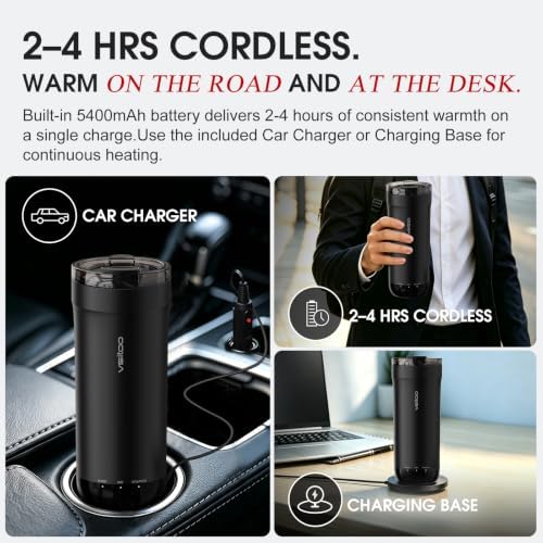 VSITOO S5 16oz Self Heating Travel Mug, Car & Desktop Charging Included - Image 4