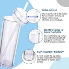 Volhoply 16oz Plastic Skinny Tumbler with Lid and Straw Bulk 10 Pack,Insulated Double Wall BPA Free Matte Acrylic Tumblers,Iced Coffee Travel Reusable Party Cup,Customizable Diy Gifts(Clear,10 Set) - Image 4
