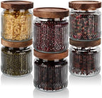 6 Pcs 500ml/17 oz Vintage Glass Jars with Wood Lids by Acellegic