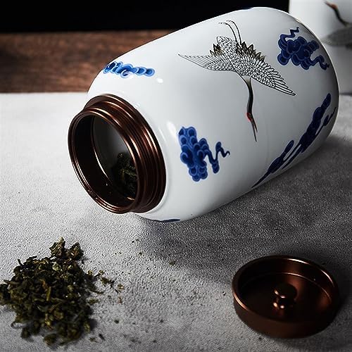 HEXEH Tea Tins Metal Lid Painted Celadon Loose Leaf Tea Canister Small Portable Sealing Jar Storage Tea Warehouse Tea Sets Tea Storage Container (Color : D) - Image 6