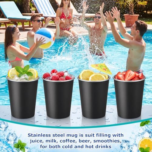 Mimorou 20 Pack 8 oz Stainless Steel Cups Metal Cup, Black - Image 5