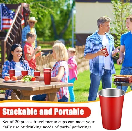Mimorou 20 Pack 16 oz Stainless Steel Cups Metal Cup, Red - Image 6