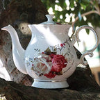 European Style Ceramic Flower Teapot Coffee Pot Water Pot Porcelain Gift Large 5.5 Cups (1, Rose) - Image 3