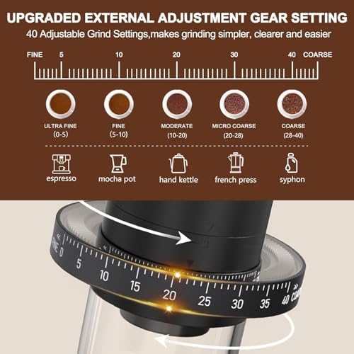 Portable Electric Burr Coffee Grinder with 40 Adjustable Settings & 35g Capacity, 1800mAh Rechargeable Coffee Bean Grinder with Conical Ceramic Burr, for Travel, Camping, White - Image 4