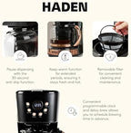 HADEN 12 Cup Programmable Drip Coffee Maker Coffee Machine, Black & Copper - Image 3