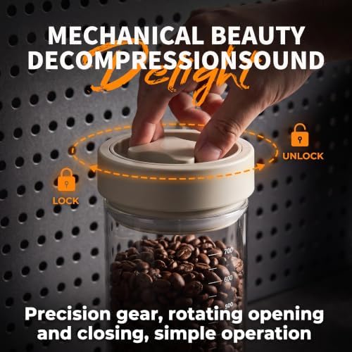 2-Pack 24oz Airtight Coffee Canister with Twist Seal Lid, Glass Coffee Bean Storage Container with Silicone Ring, Wide Mouth Food Storage Jars for Coffee Grounds, Sugar, Flour, Oats - Image 2