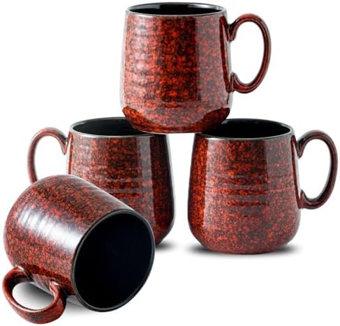 HASENSE 8 oz Ceramic Espresso Mugs Set of 4, Small Coffee Cups with Handle by Hasense