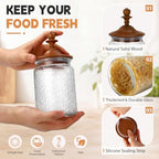 Suclain 6 Pack 24 oz Glass Spice Jars with Dark Wood Lids Vintage Canisters with Flower Pattern Airtight Food Storage Container for Home Kitchen Tea Coffee Spice Pantry Organization Decorations - Image 3