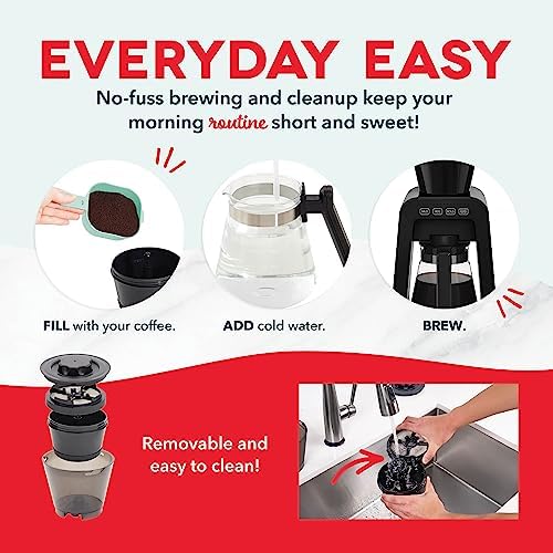 DASH Rapid Cold Brew Coffee Maker, Electric Cold Brew Machine for Smooth Iced Coffee in Minutes, 40 oz Glass Pitcher with Lid, One-Touch Operation, Auto Shut Off - Image 4