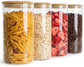 4-Pack Glass Storage Jars with Bamboo Lids, 1200ml Airtight Food Storage Containers, Clear Pantry Organizers and Storage Canisters Set for Cereal, Snack, Candy, Kitchen by Unknown