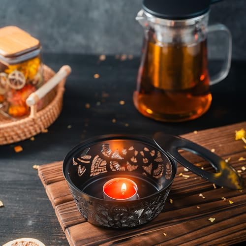 Elegant Glass Teapot with Built-In Tea Infuser & Stainless Steel Candle Warmer Base - 500ml, Premium Gift Set for Tea Lovers, Perfect for Brewing and Keeping Tea Warm (500ml) - Image 3
