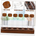 Coffee Bean Storage Tubes with Wooden Stand, 6 Glass Jars - Image 3