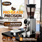 Burr Coffee Grinder, Electric Conical Coffee Bean Grinder With 48 Grind Settings Anti-static Burr Mill, Precision Electronic Timer, for Espresso/Drip/Cold Brew/French Press, Stainless Steel, Silver - Image 2
