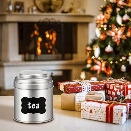 TRISCO Tea Tin with Airtight Double Lids for Loose Leaf Tea Storage, 8 Fl Oz Kitchen Small Tin Can and Tea Canister for Tea Coffee Sugar Candy Spices Christmas Gift, 18PCS - Image 5