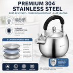 Stainless Steel Whistling Tea Kettle Stovetop 4.2 QT - Image 3