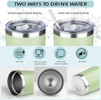 20oz Tumbler with Straw and Brush, Stainless Steel Vacuum Insulated tumbler, Double Wall Insulated Coffee Tumbler for Outdoor, Home, Travel,Office (20 cup-Matcha Green,4pcs) - Image 3
