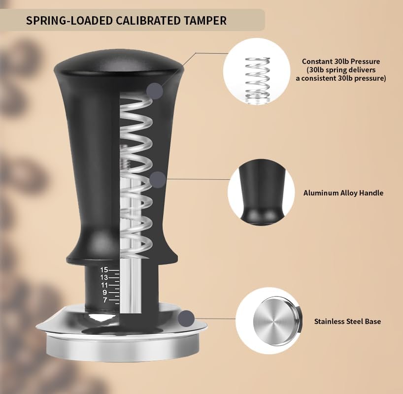 7 Pack Espresso Tamper Station&Coffee Distributor Tamper&Espresso WDT Stirrer&Coffee Tamping&Brush&Coffee Dosing Funnel&Espresso Puck Screen, Espresso Accessories for Bar Home Office (58 mm) - Image 6