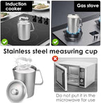 1 Pcs 2L/70 oz Large Stainless Steel Pitcher with Lid, Metal Measuring Cup with Handle & Scales, Wide Mouth Graduated Beakers, Milk Frothing Jug Metal Pitcher for Coffee Latte Art, Hot/Cold Water - Image 5