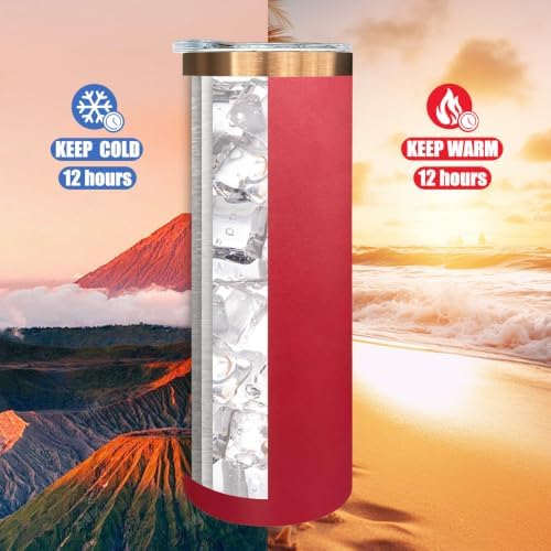 20 oz Skinny Tumblers Bulk with Lids and Straws Bright Red,4 pack - Image 4