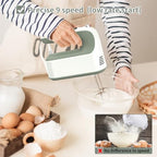 Yomelo 9-Speed Digital Hand Mixer Electric, 400W Powerful DC Motor, Hand Mixer Electric Handheld with Snap-On Storage Case, 5 Stainless Steel Accessories, Beaters, Dough Hooks, Whisk(Light Green) - Image 4
