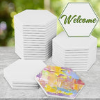 GNIEMCKIN 40 Pieces 3.75 Inch Hexagon Blank Ceramic Coasters, Unglazed - Image 4