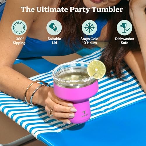 REDUCE Saltini 16oz Margarita Tumbler - Insulated Cocktail Glass with Lid - Image 2