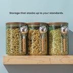 JoyJolt Holden 32oz Stackable Glass Storage Containers with Lids and Scoops, Airtight Food Canister Set of 3 w/Acacia Wood Lids, Round Stacking Pantry and Kitchen Containers w/Scoop | Sage Green - Image 5