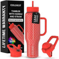 Coldest Tumbler with Handle and Straw - 100% Leak Proof Insulated Tumbler with Lid and Straw (3 Lids) - Stainless Steel Tumblers for Women & Men - Cup Holder Friendly Base, 46 oz (Red Dress) by Coldest