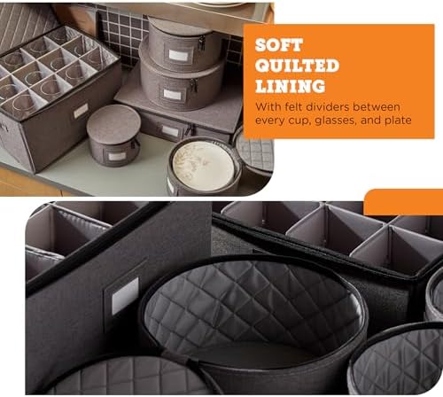storageLAB 6-Piece China Storage Set | Plates, Mugs & Wine Glasses | Gray - Image 5