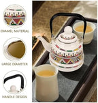 RSBFER Vintage Floral Enamel Tea Kettle - Quick Heating Stovetop Teapot with Cool Touch Porcelain Handle for Hot Water, No Whistling,Orange,1.7L - Image 3