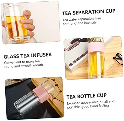 Zerodeko Double Wall Tea Water Bottle Strainer Leakproof Heat-resistant Tea Cup for - Image 2