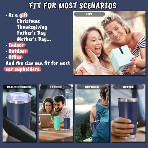 20 oz Tumbler Insulated Tumblers Stainless Steel Coffee Mug,Navy 6PCS - Image 6
