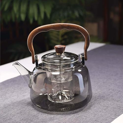 Glass Teapot,40.6oz/1200ml Large-capacity teapot,Dual-layer inner liner design,Suitable for scented tea and loose tea leaves by SHUWEICAO