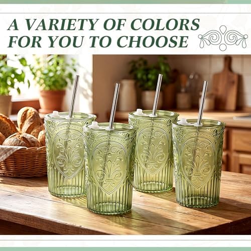 Wiwiqing 12 Set 16oz Vintage Tumbler with Lid and Straw Bulk, Green - Image 5