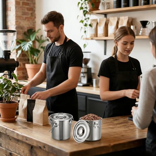 iplusmile Stainless Steel Airtight Canisters Container: 112 fl oz Airtight Clamp Lid Kitchen Food Storage Bucket for Rice Flour Grain Coffee Bean Flour Oil Sugar Milk - Image 7
