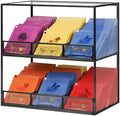REDHUGO Glass Tea Bag Organizer, 2-Tier Tea Bag Holder for Counter, Black by REDHUGO