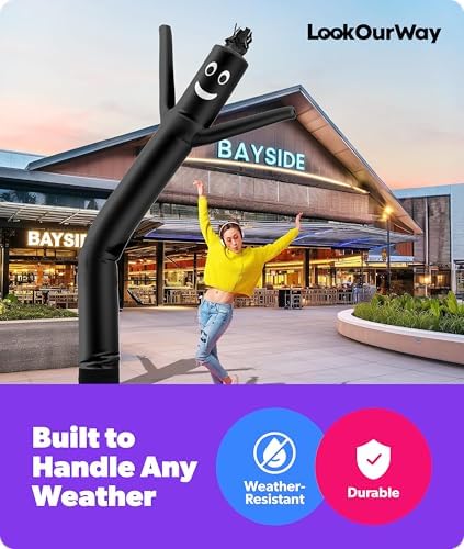 LookOurWay Air Dancers Inflatable Tube Man Attachment - 10 Feet Tall Wacky Waving Inflatable Dancing Tube Guy for Business Promotion - Blower Not Included - Black - Image 5