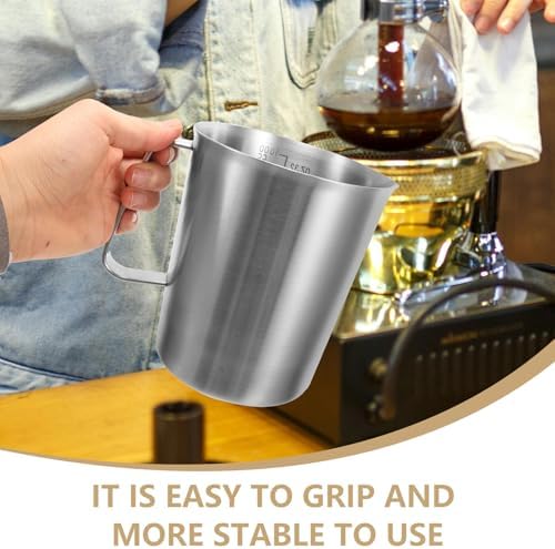 Stainless Steel Milk Pitcher Cup 1000ml with Graduated Surface - Image 3
