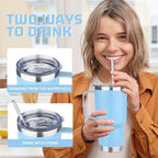 20 oz Tumbler with Handle Stainless Steel Insulated Coffee Mug Tumbler with Lid and Straw Double Wall Vacuum Insulated Coffee Mug Leak Proof Travel Mug Tumbler for Hot and Cold Drink (Mix Color-1) - Image 4